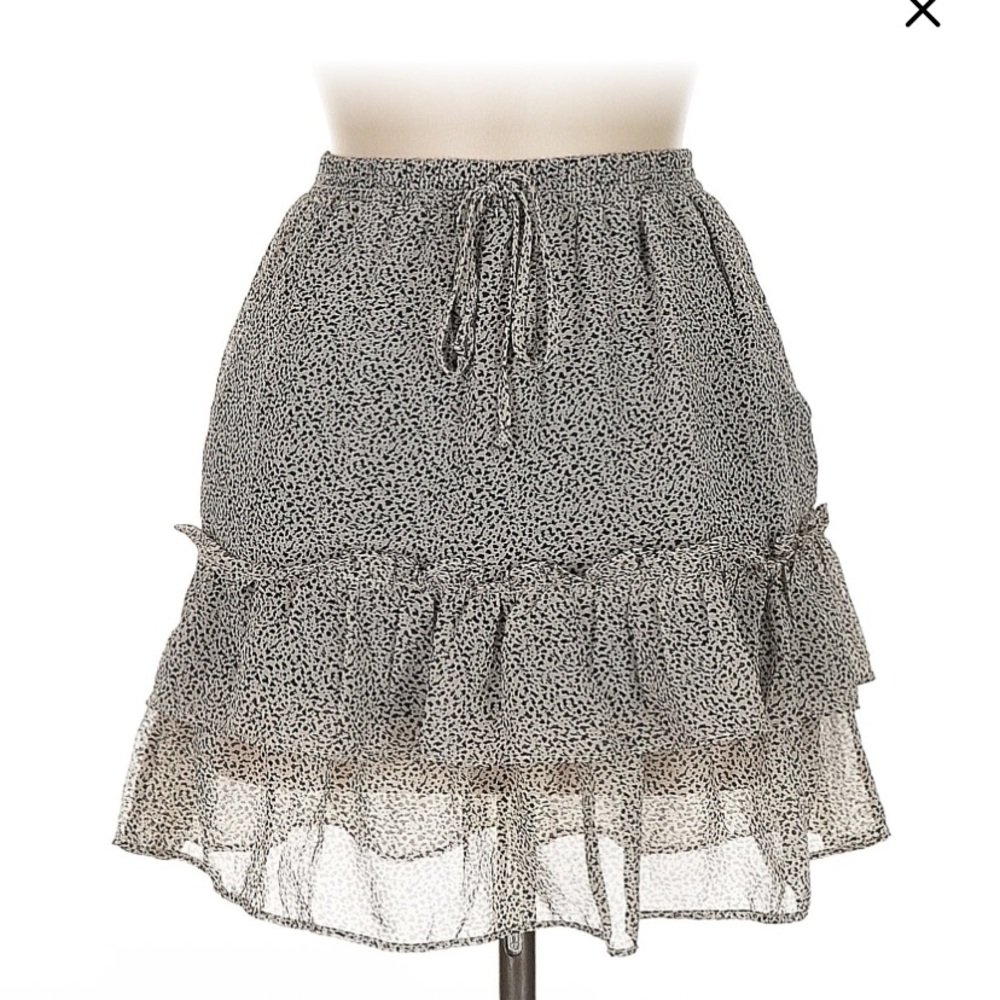 Sienna Sky White and Black Polka Dot Tiered Lined Skirt